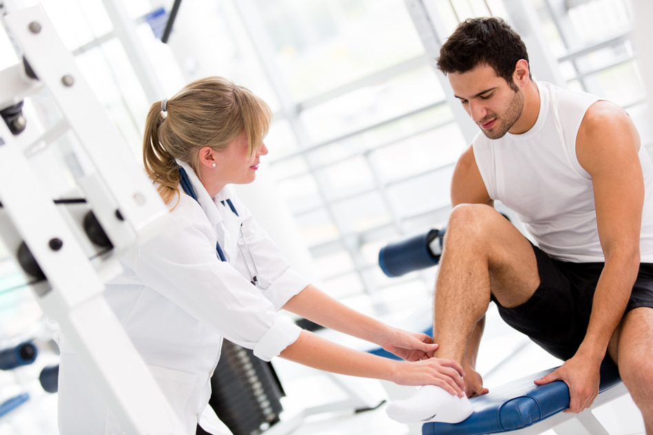 Injured man at the gym